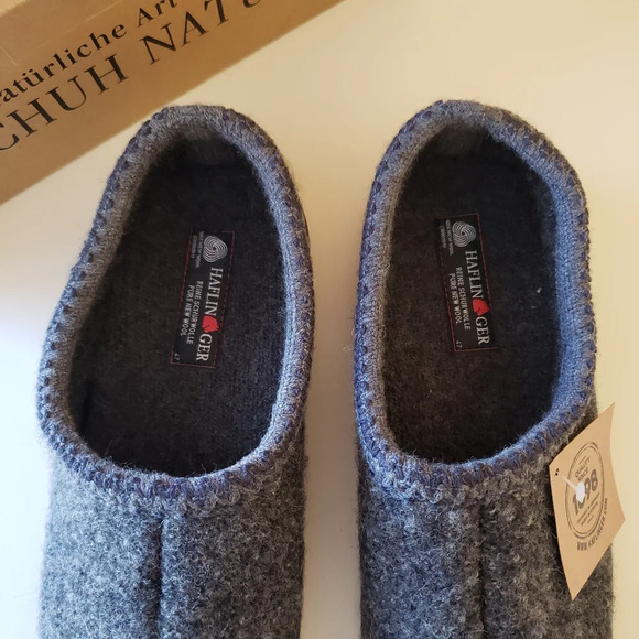 Haflinger ATB Hard Sole Dark Gray Wool Indoor/Outdoor Slippers Size EU 47/US 14 - Picture 3 of 15
